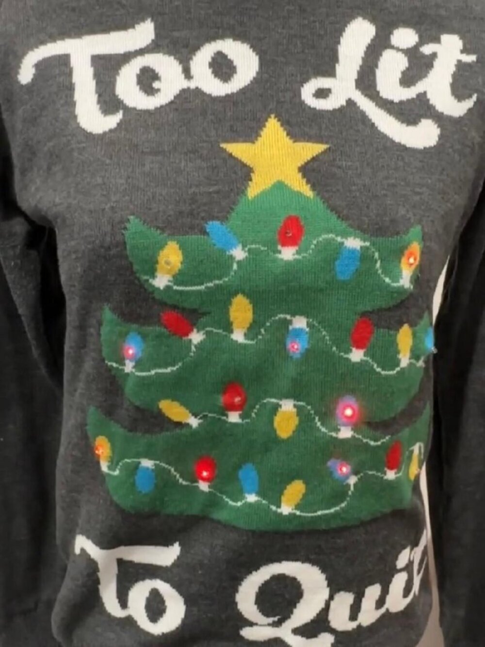 Tipsy Elves Light-Up “Too Lit To Quit” Christmas Sweater sz S - Picture 2 of 4